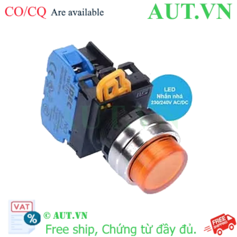 Ảnh của Nút nhấn nhả có đèn IDEC YW4L-M2E10QM3A 220VAC D22 1NO (Hổ phách)