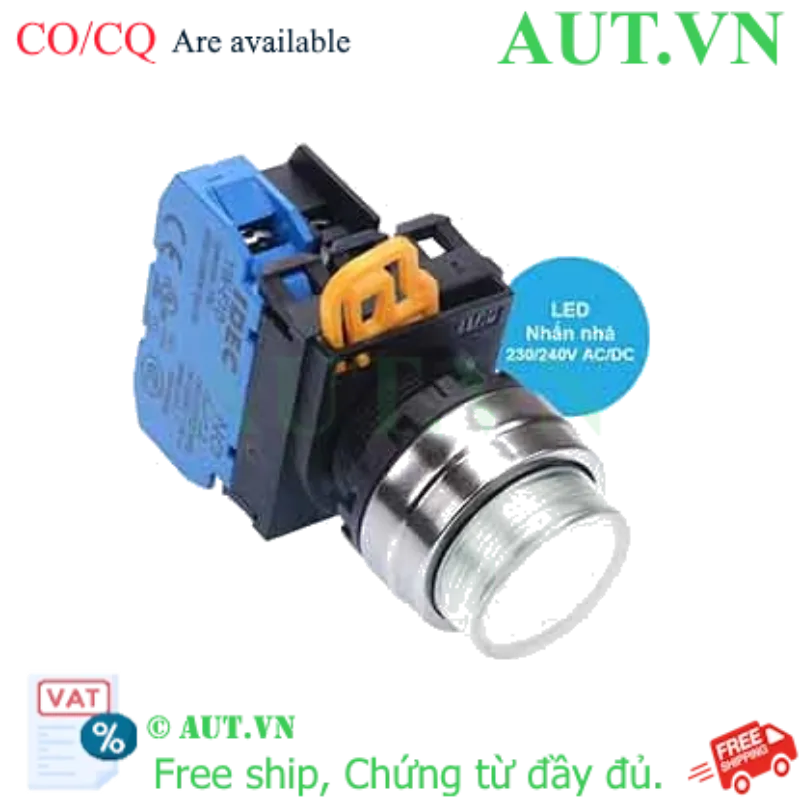 Ảnh của Nút nhấn nhả có đèn IDEC YW4L-M2E10QM3PW 220VAC D22 1NO (Trắng)
