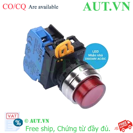 Ảnh của Nút nhấn nhả có đèn IDEC YW4L-M2E10QM3R 220VAC D22 1NO (Đỏ)
