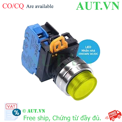 Ảnh của Nút nhấn nhả có đèn IDEC YW4L-M2E10QM3Y 220VAC D22 1NO (Vàng)