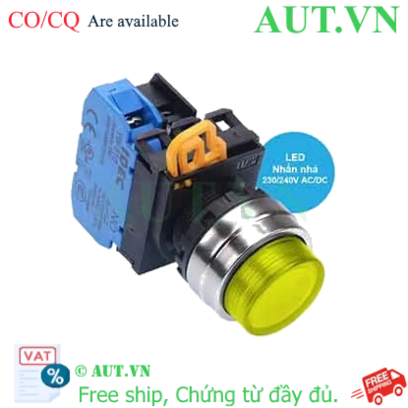 Ảnh của Nút nhấn nhả có đèn IDEC YW4L-M2E10QM3Y 220VAC D22 1NO (Vàng)