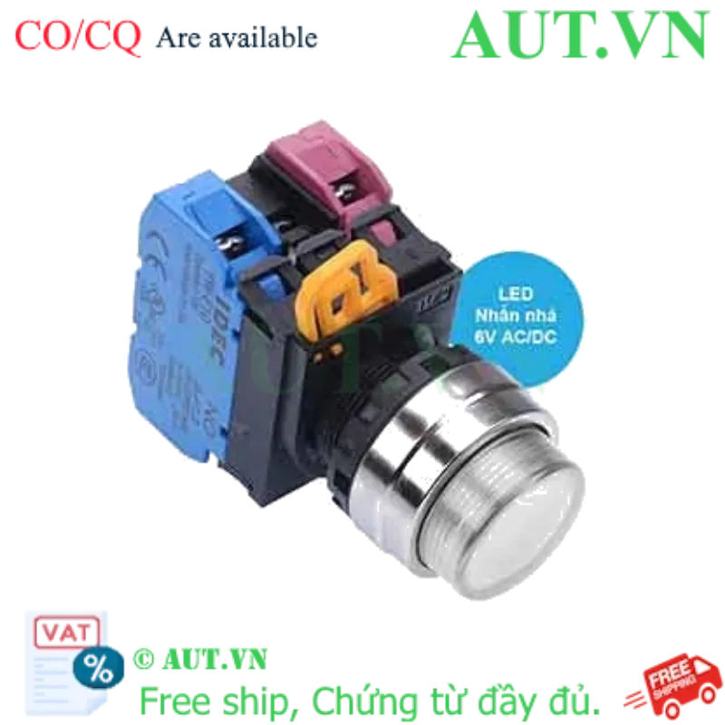Ảnh của Nút nhấn nhả có đèn IDEC YW4L-M2E11Q2W 6VAC/DC D22 1NO+1NC (Trắng)