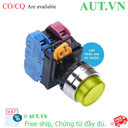Ảnh của Nút nhấn nhả có đèn IDEC YW4L-M2E11Q2Y 6VAC/DC D22 1NO+1NC (Vàng)