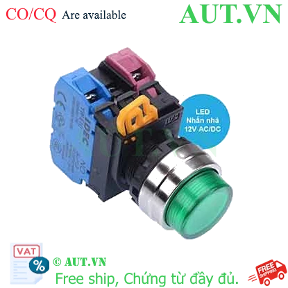 Ảnh của Nút nhấn nhả có đèn IDEC YW4L-M2E11Q3G 12VAC/DC D22 1NO+1NC (Xanh)