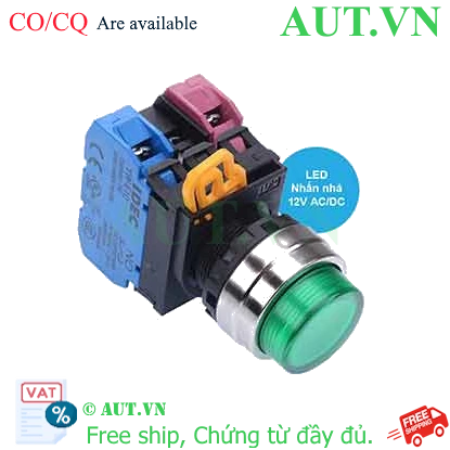 Ảnh của Nút nhấn nhả có đèn IDEC YW4L-M2E11Q3G 12VAC/DC D22 1NO+1NC (Xanh)