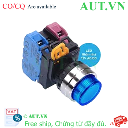 Ảnh của Nút nhấn nhả có đèn IDEC YW4L-M2E11Q3S 12VAC/DC D22 1NO+1NC (Xanh)