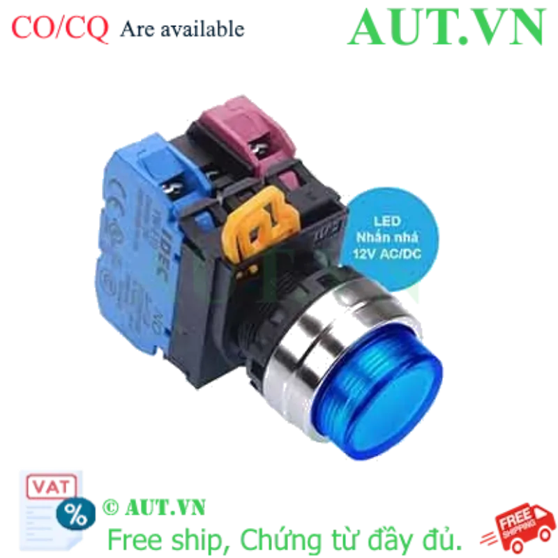 Ảnh của Nút nhấn nhả có đèn IDEC YW4L-M2E11Q3S 12VAC/DC D22 1NO+1NC (Xanh)