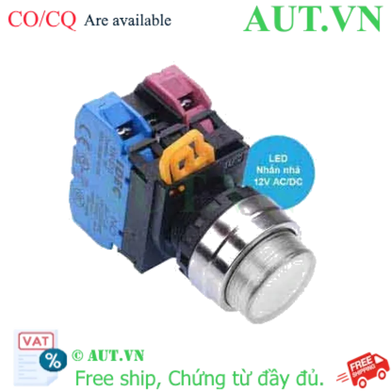 Ảnh của Nút nhấn nhả có đèn IDEC YW4L-M2E11Q3W 12VAC/DC D22 1NO+1NC (Trắng)