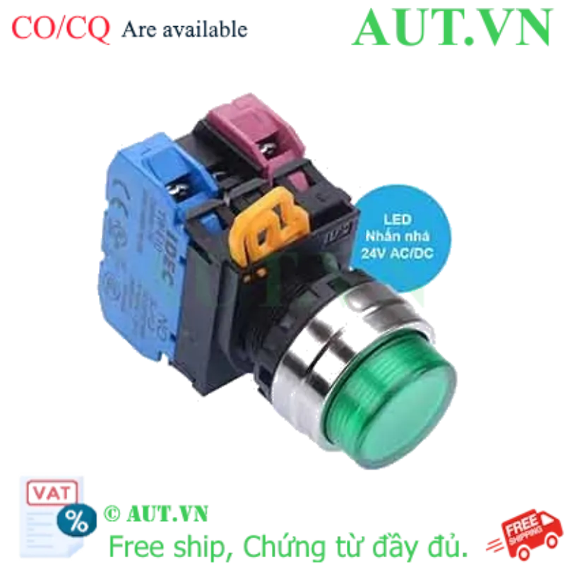 Ảnh của Nút nhấn nhả có đèn IDEC YW4L-M2E11Q4G 24VAC/DC D22 1NO+1NC (Xanh)