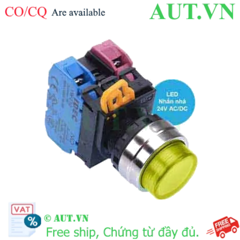 Ảnh của Nút nhấn nhả có đèn IDEC YW4L-M2E11Q4Y 24VAC/DC D22 1NO+1NC (Vàng)