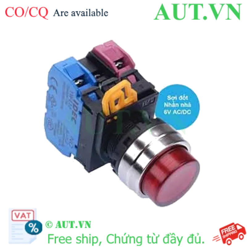 Ảnh của Nút nhấn nhả có đèn IDEC YW4L-M2E11Q5R 6VAC/DC D22 1NO+1NC (Đỏ)