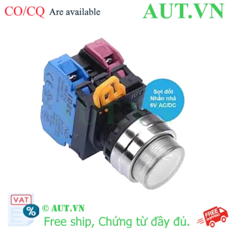 Ảnh của Nút nhấn nhả có đèn IDEC YW4L-M2E11Q5W 6VAC/DC D22 1NO+1NC (Trắng)