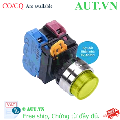 Ảnh của Nút nhấn nhả có đèn IDEC YW4L-M2E11Q5Y 6VAC/DC D22 1NO+1NC (Vàng)