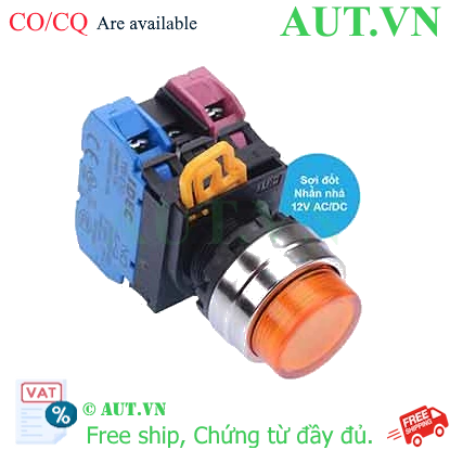 Ảnh của Nút nhấn nhả có đèn IDEC YW4L-M2E11Q6A 12VAC/DC D22 1NO+1NC (Hổ phách)