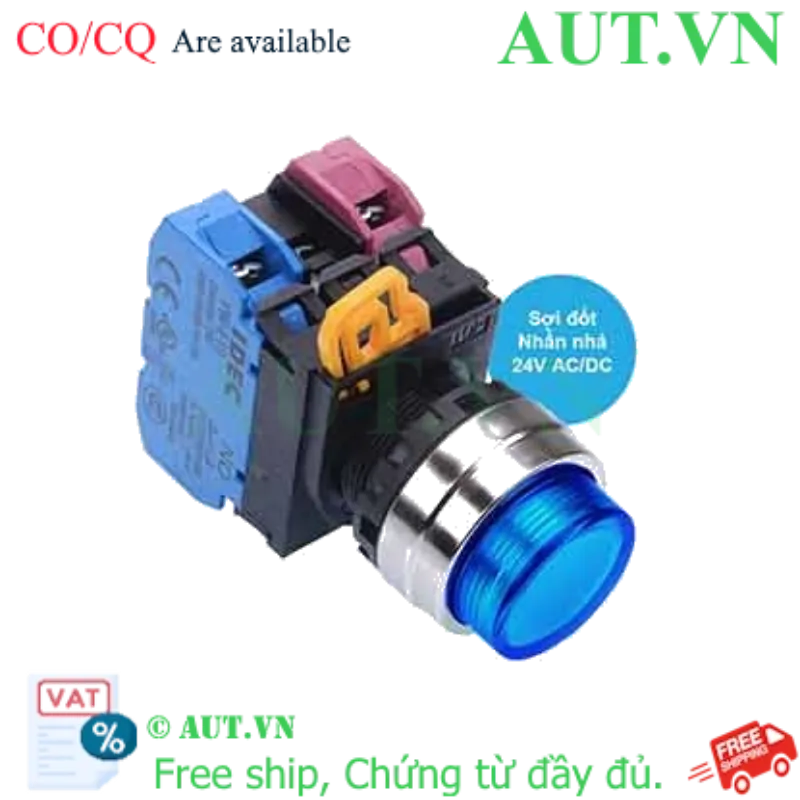 Ảnh của Nút nhấn nhả có đèn IDEC YW4L-M2E11Q7S 24VAC/DC D22 1NO+1NC (Xanh)