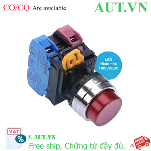 Ảnh của Nút nhấn nhả có đèn IDEC YW4L-M2E11QHR 110VAC D22 1NO+1NC (Đỏ)