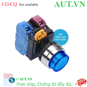 Ảnh của Nút nhấn nhả có đèn IDEC YW4L-M2E11QHS 110VAC D22 1NO+1NC (Xanh)