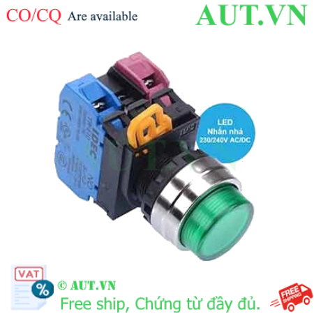 Ảnh của Nút nhấn nhả có đèn IDEC YW4L-M2E11QM3G 220VAC D22 1NO+1NC (Xanh)