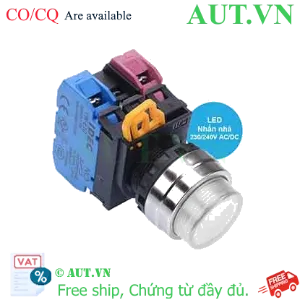 Ảnh của Nút nhấn nhả có đèn IDEC YW4L-M2E11QM3PW 220VAC D22 1NO+1NC (Trắng)