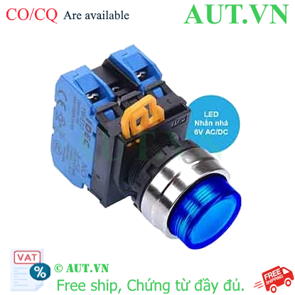 Ảnh của Nút nhấn nhả có đèn IDEC YW4L-M2E20Q2S 6VAC/DC D22 2NO (Xanh)