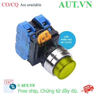 Ảnh của Nút nhấn nhả có đèn IDEC YW4L-M2E20Q2Y 6VAC/DC D22 2NO (Vàng)