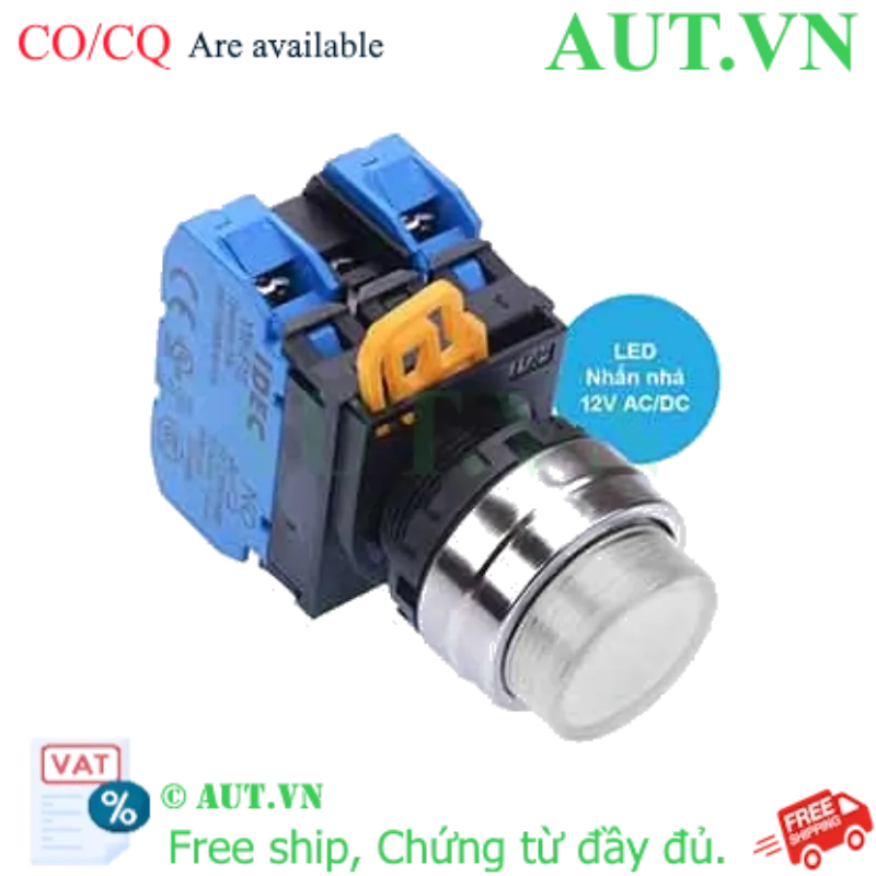 Ảnh của Nút nhấn nhả có đèn IDEC YW4L-M2E20Q3PW 12VAC/DC D22 2NO (Trắng)