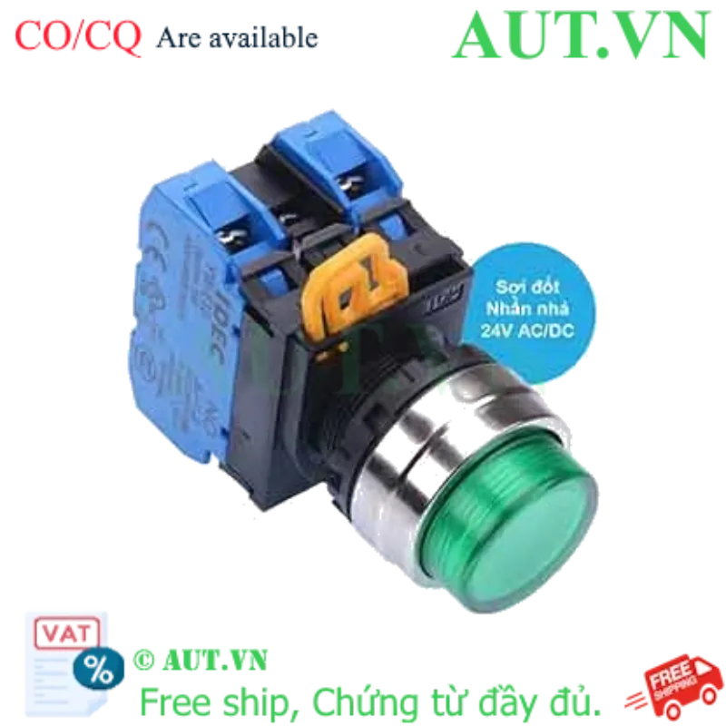 Ảnh của Nút nhấn nhả có đèn IDEC YW4L-M2E20Q7G 24VAC/DC D22 2NO (Xanh)