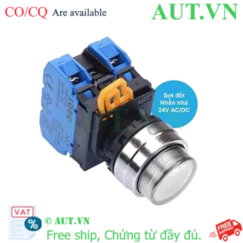 Ảnh của Nút nhấn nhả có đèn IDEC YW4L-M2E20Q7W 24VAC/DC D22 2NO (Trắng)