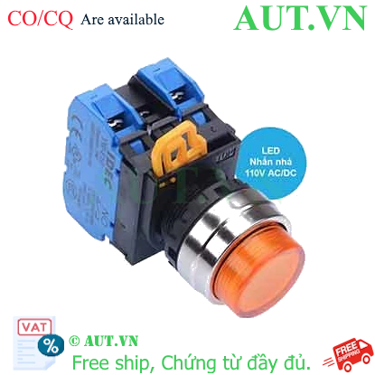Ảnh của Nút nhấn nhả có đèn IDEC YW4L-M2E20QHA 110VAC D22 2NO (Hổ phách)