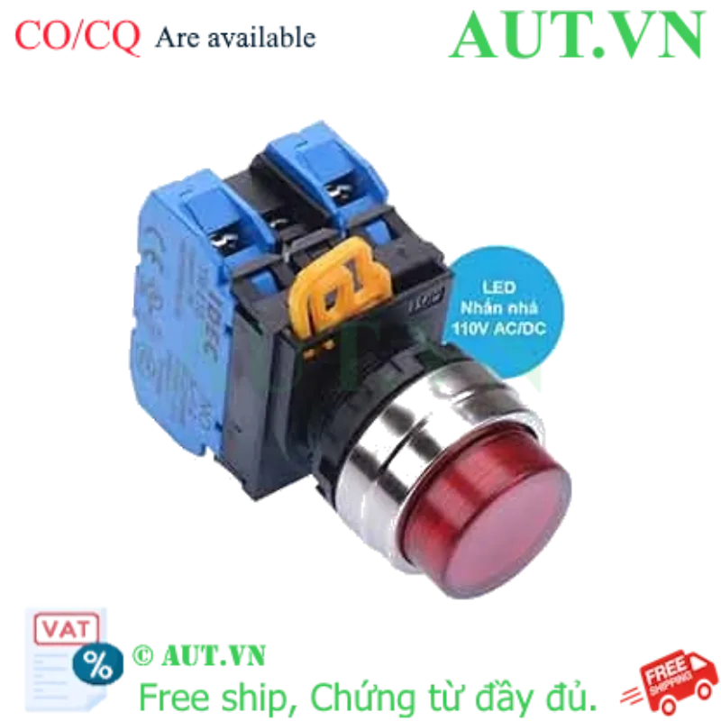 Ảnh của Nút nhấn nhả có đèn IDEC YW4L-M2E20QHR 110VAC D22 2NO (Đỏ)