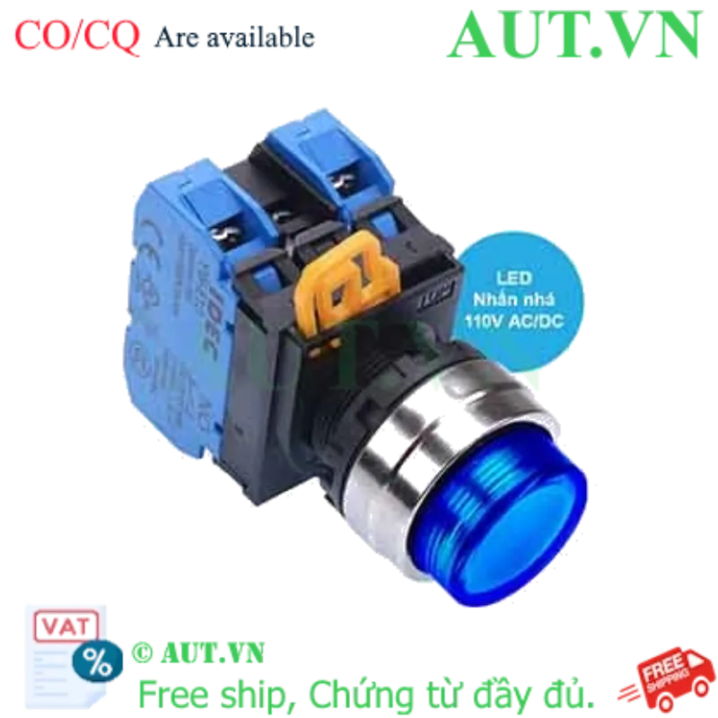 Ảnh của Nút nhấn nhả có đèn IDEC YW4L-M2E20QHS 110VAC D22 2NO (Xanh)
