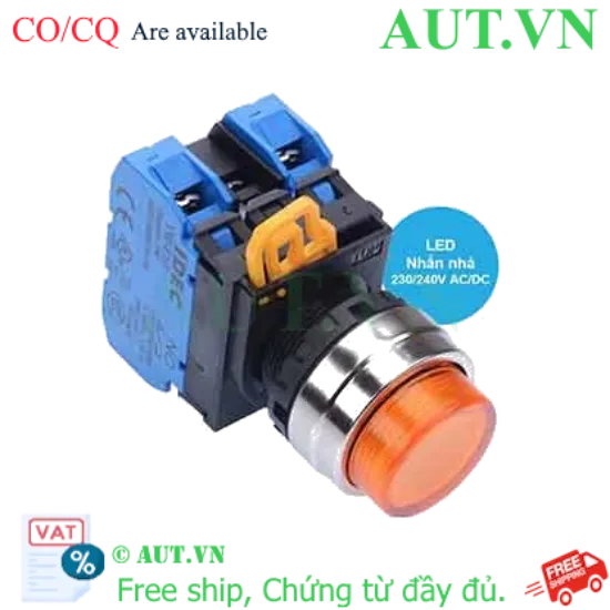 Ảnh của Nút nhấn nhả có đèn IDEC YW4L-M2E20QM3A 220VAC D22 2NO (Hổ phách)
