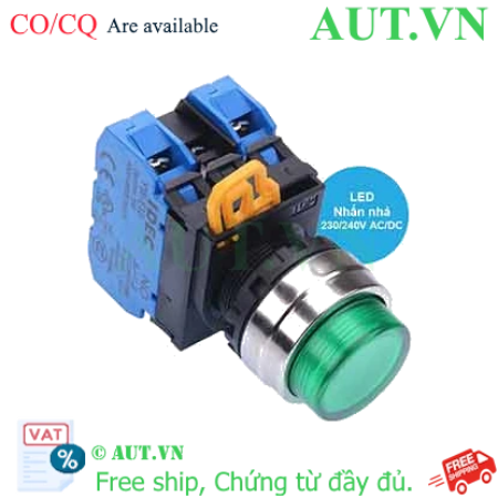 Ảnh của Nút nhấn nhả có đèn IDEC YW4L-M2E20QM3G 220VAC D22 2NO (Xanh)