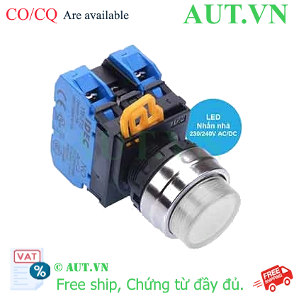 Ảnh của Nút nhấn nhả có đèn IDEC YW4L-M2E20QM3PW 220VAC D22 2NO (Trắng)
