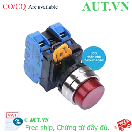 Ảnh của Nút nhấn nhả có đèn IDEC YW4L-M2E20QM3R 220VAC D22 2NO (Đỏ)