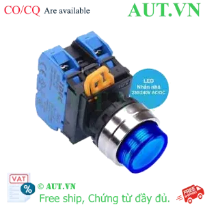 Ảnh của Nút nhấn nhả có đèn IDEC YW4L-M2E20QM3S 220VAC D22 2NO (Xanh)