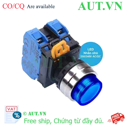 Ảnh của Nút nhấn nhả có đèn IDEC YW4L-M2E20QM3S 220VAC D22 2NO (Xanh)