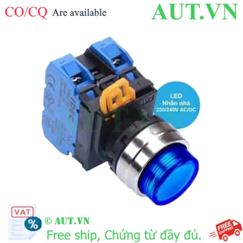 Ảnh của Nút nhấn nhả có đèn IDEC YW4L-M2E20QM3S 220VAC D22 2NO (Xanh)