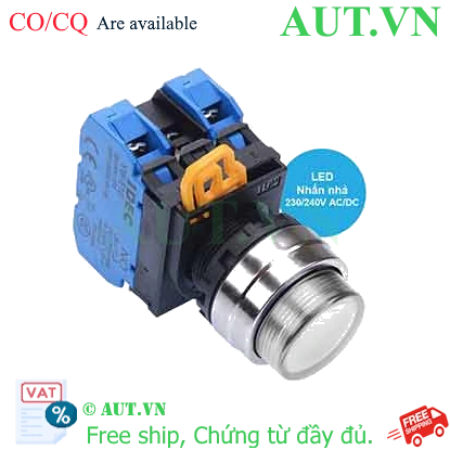 Ảnh của Nút nhấn nhả có đèn IDEC YW4L-M2E20QM3W 220VAC D22 2NO (Trắng)