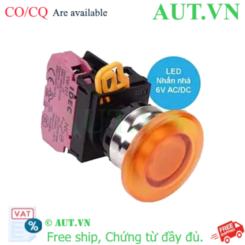 Ảnh của Nút nhấn nhả có đèn IDEC YW4L-M4E01Q2A 6VAC/DC D22 1NC (Hổ phách)