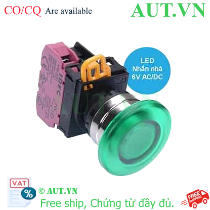 Ảnh của Nút nhấn nhả có đèn IDEC YW4L-M4E01Q2G 6VAC/DC D22 1NC (Xanh)