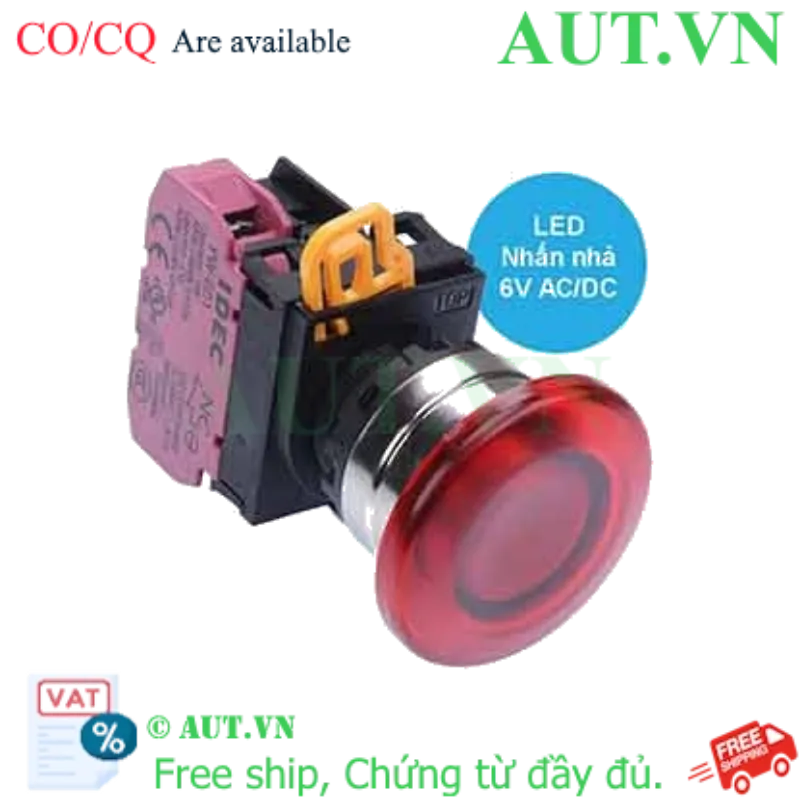 Ảnh của Nút nhấn nhả có đèn IDEC YW4L-M4E01Q2R 6VAC/DC D22 1NC (Đỏ)