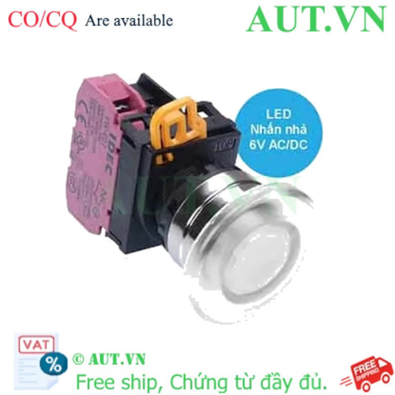 Ảnh của Nút nhấn nhả có đèn IDEC YW4L-M4E01Q2W 6VAC/DC D22 1NC (Trắng)