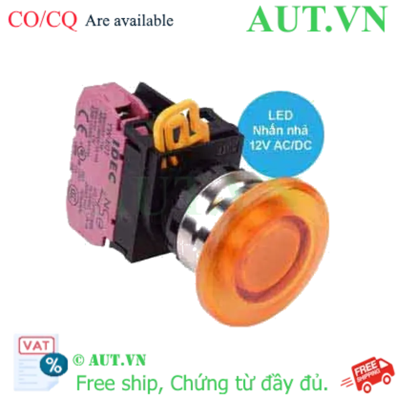 Ảnh của Nút nhấn nhả có đèn IDEC YW4L-M4E01Q3A 12VAC/DC D22 1NC (Hổ phách)
