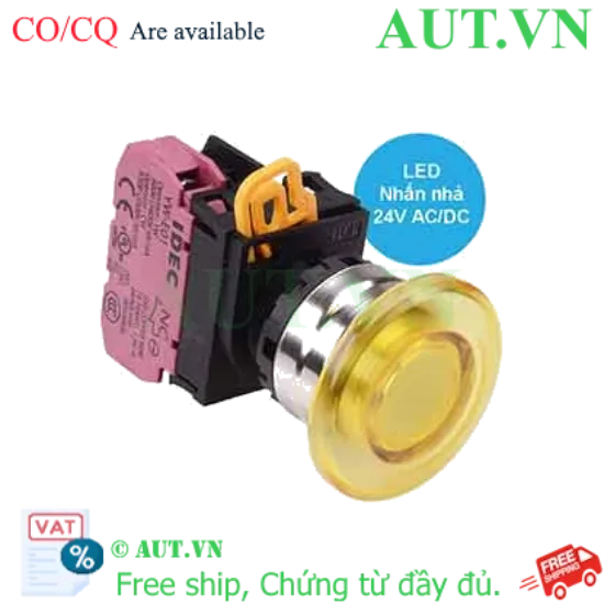 Ảnh của Nút nhấn nhả có đèn IDEC YW4L-M4E01Q4Y 24VAC/DC D22 1NC (Vàng)