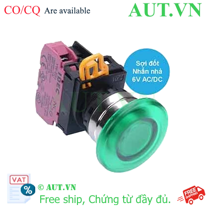 Ảnh của Nút nhấn nhả có đèn IDEC YW4L-M4E01Q5G 6VAC/DC D22 1NC (Xanh)
