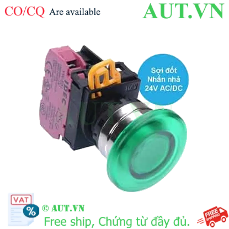 Ảnh của Nút nhấn nhả có đèn IDEC YW4L-M4E01Q7G 24VAC/DC D22 1NC (Xanh)