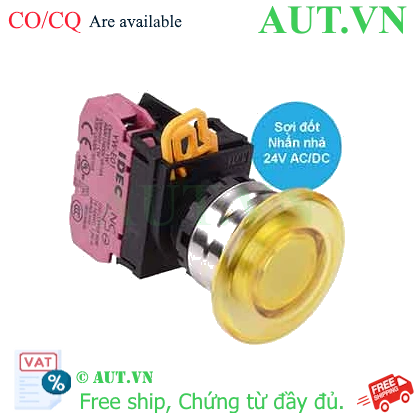 Ảnh của Nút nhấn nhả có đèn IDEC YW4L-M4E01Q7Y 24VAC/DC D22 1NC (Vàng)