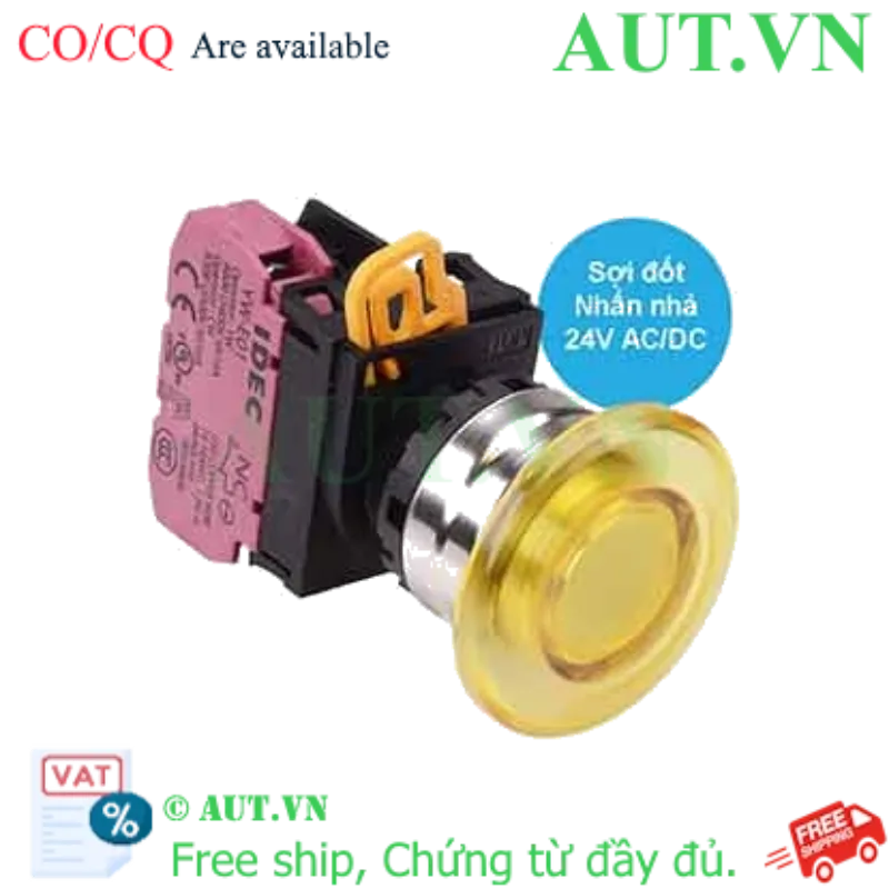 Ảnh của Nút nhấn nhả có đèn IDEC YW4L-M4E01Q7Y 24VAC/DC D22 1NC (Vàng)
