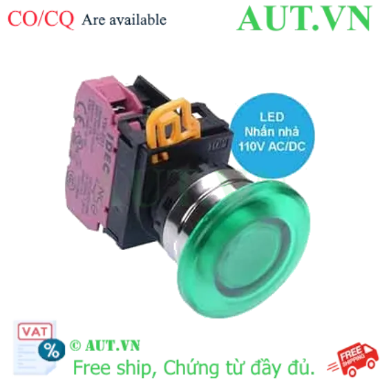 Ảnh của Nút nhấn nhả có đèn IDEC YW4L-M4E01QHG 110VAC D22 1NC (Xanh)